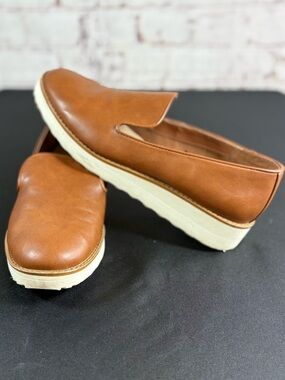 ALDO Men's Cognac Leather Slip-On Platform Loafers